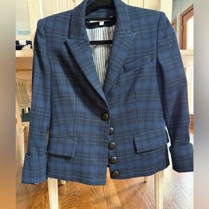 Veronica Beard Dark Blue Checkered Blazer